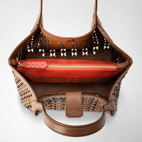 Petit sac Secret en cuir Mosaico - Tan & Coral Red