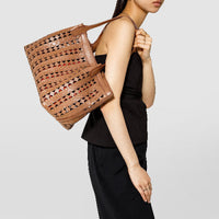 Petit sac Secret en cuir Mosaico - Tan & Coral Red