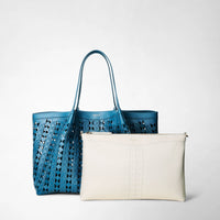Sac Secret en cuir Mosaico - Blue Jeans & Off White