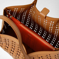 Sac Secret en cuir Mosaico - Tan & Coral Red