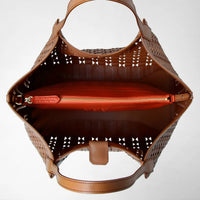 Sac Secret en cuir Mosaico - Tan & Coral Red