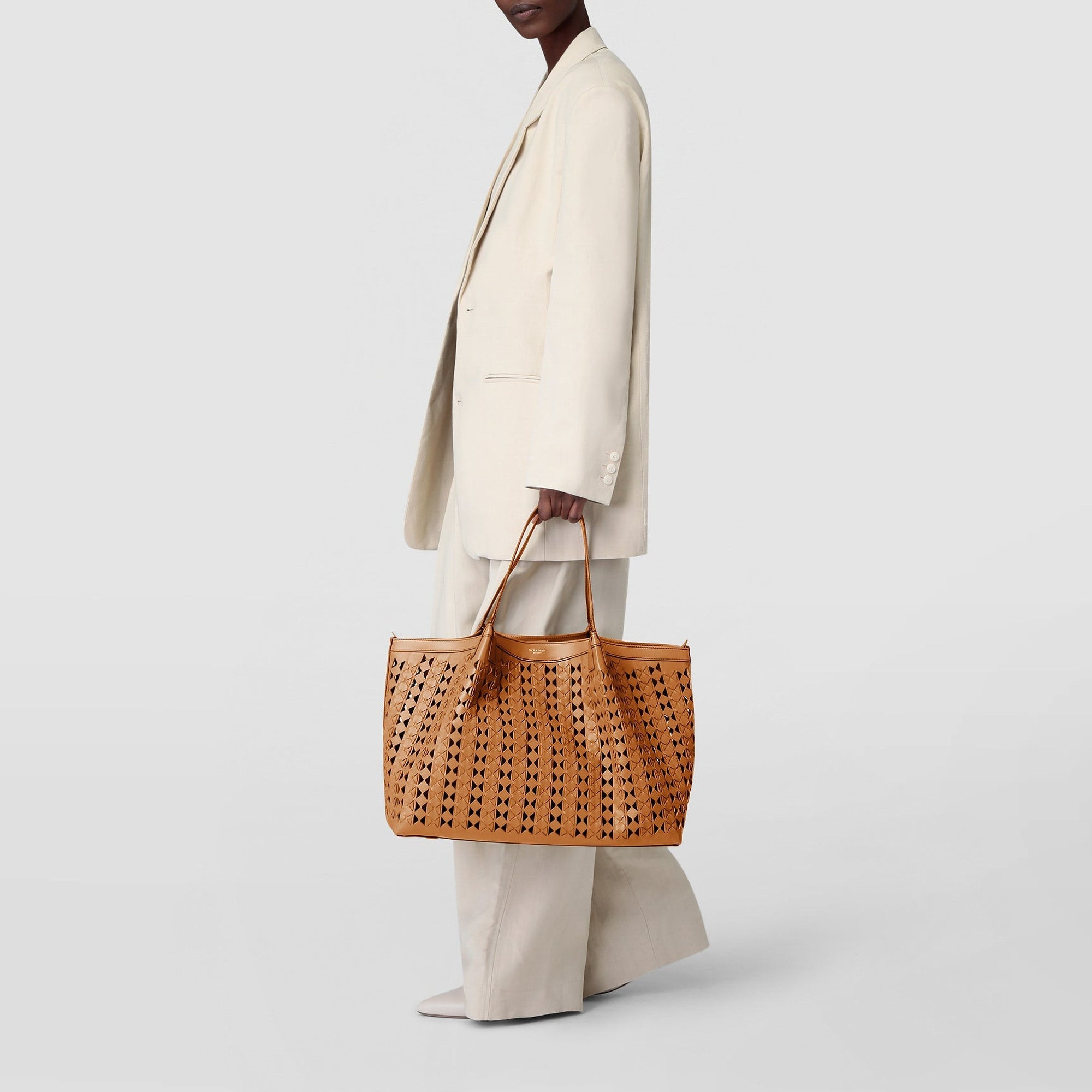 Sac Secret en cuir Mosaico - Tan & Coral Red