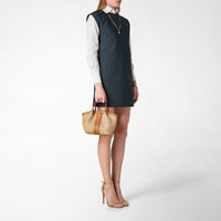 Secret mini bag in raffia and leather - Natural & Caramel
