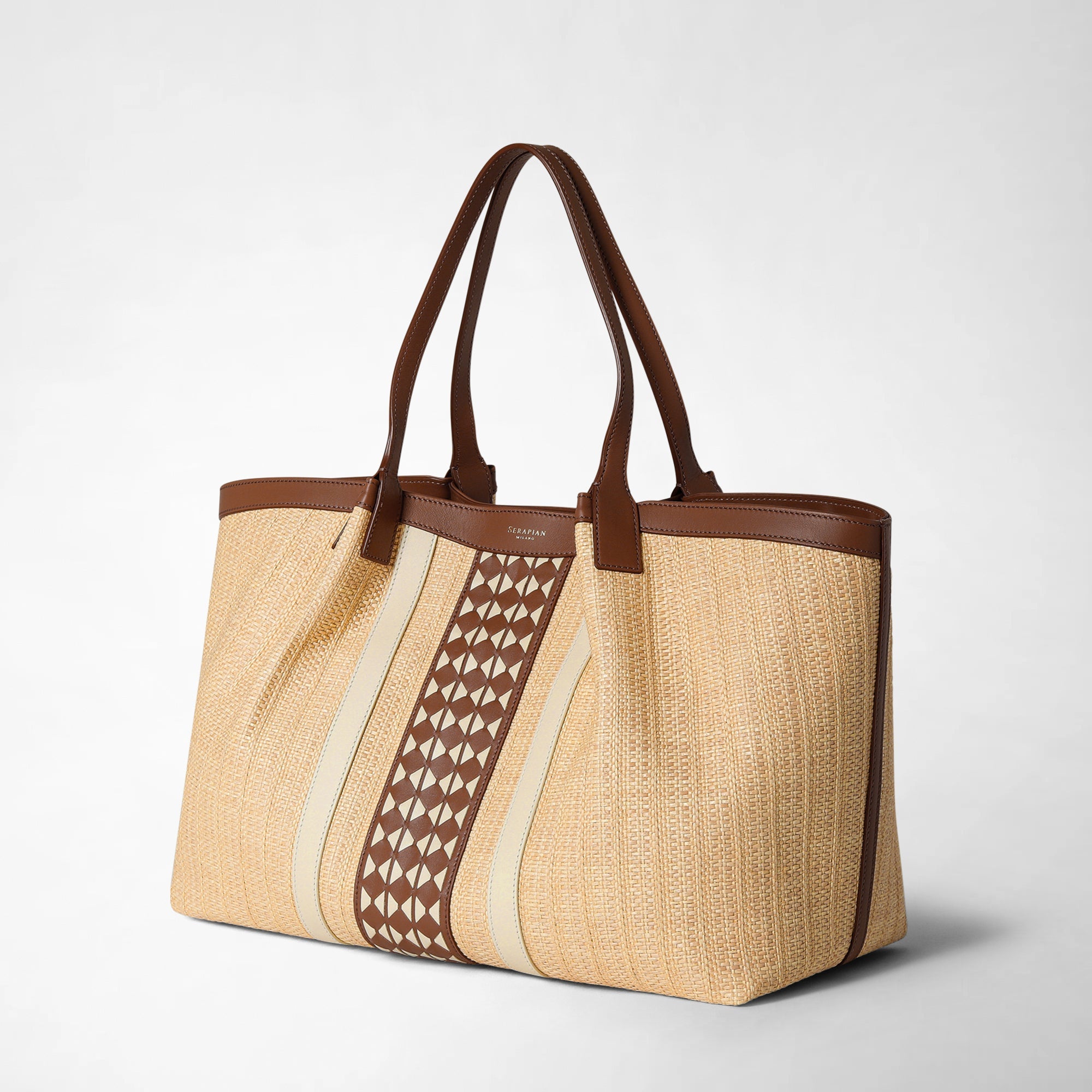 Sac Secret en raphia et cuir - Natural & Tan