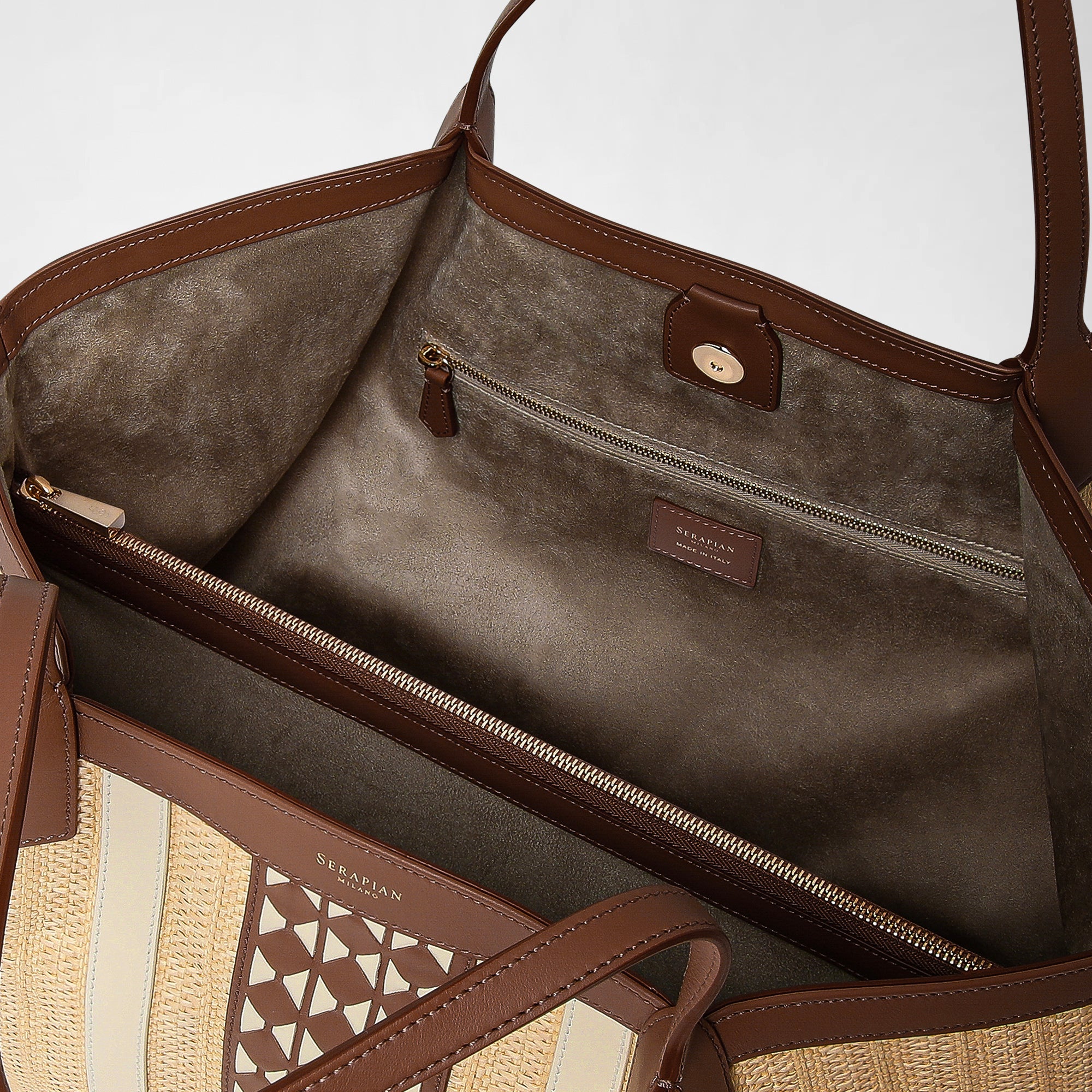 Sac Secret en raphia et cuir - Natural & Tan