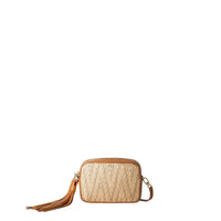 Mini sac avec bandoulière en raphia - Natural & Caramel