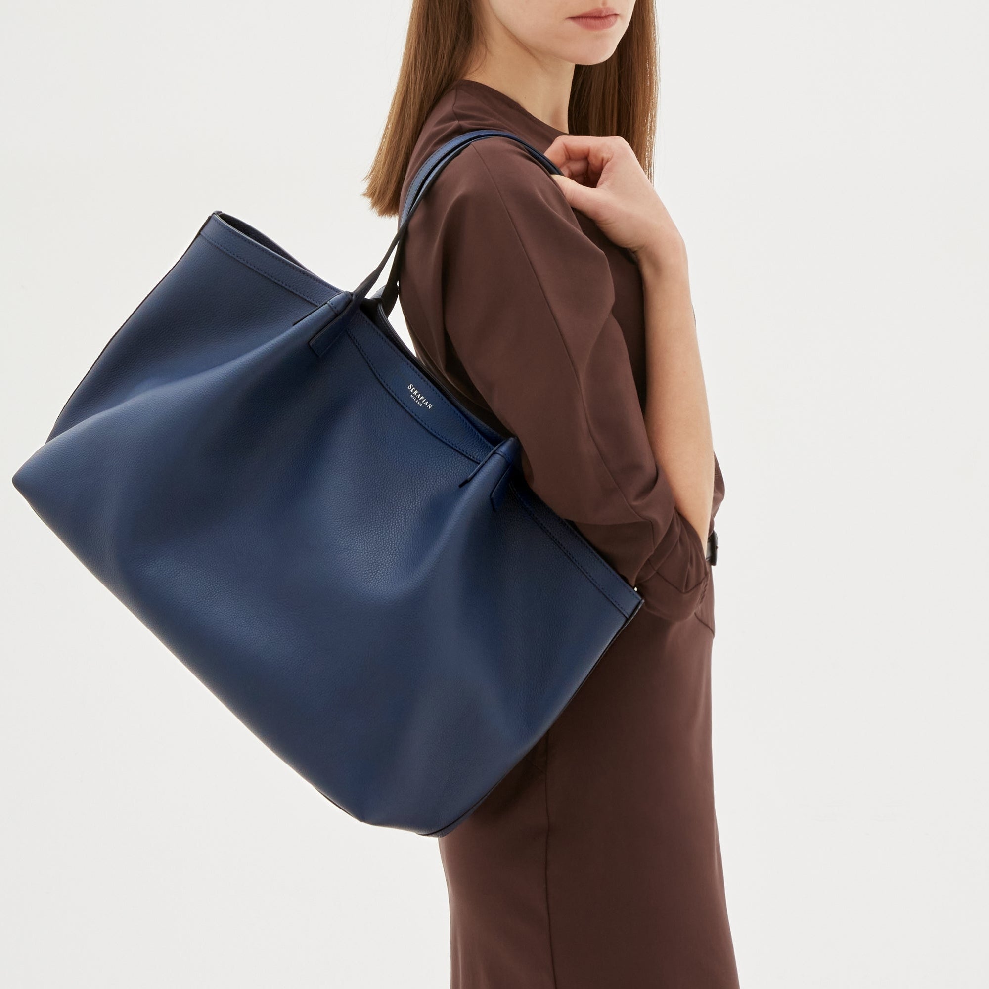 Sac Secret en cuir Rugiada - Navy Blue