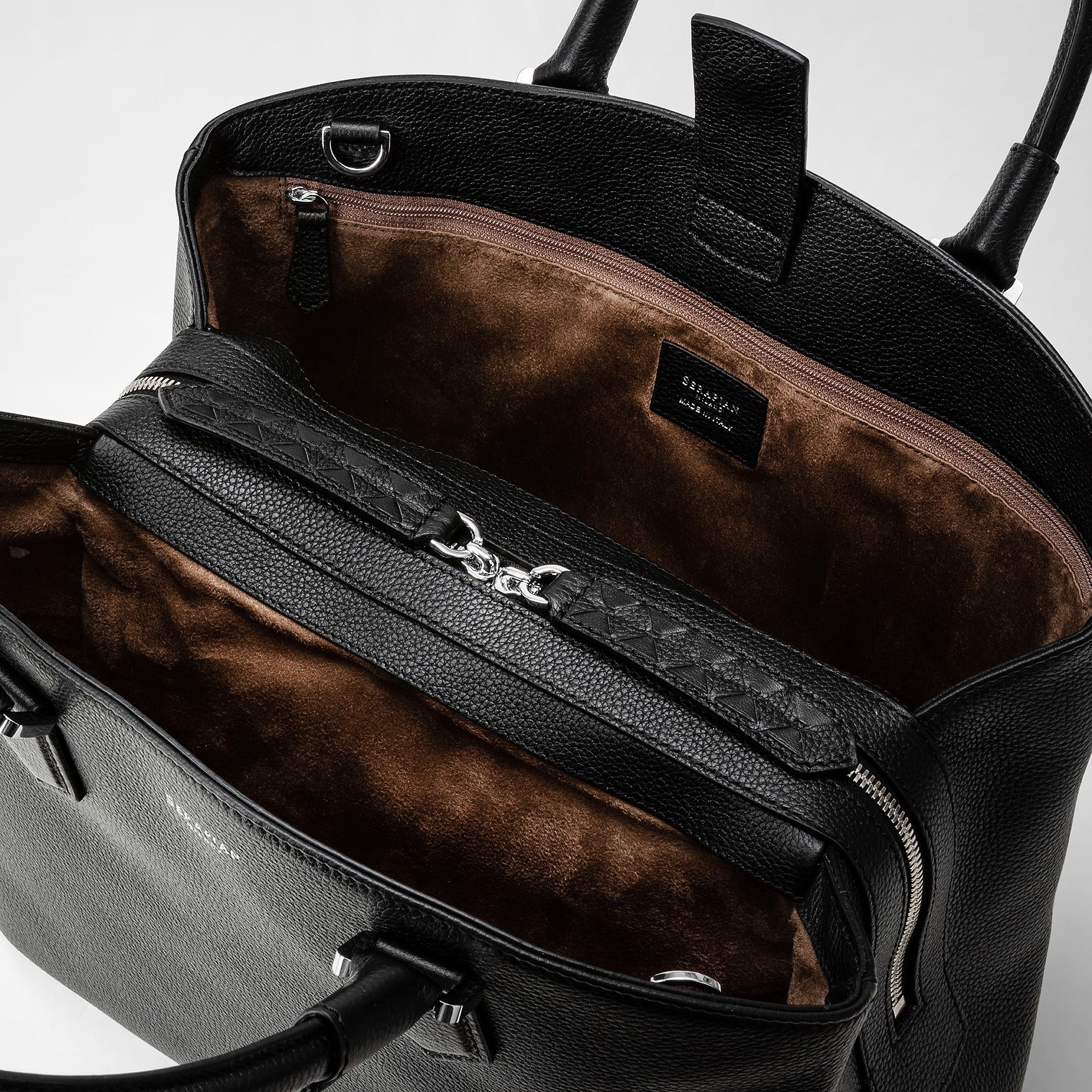 Sac à main Luna en cuir Rugiada - Black