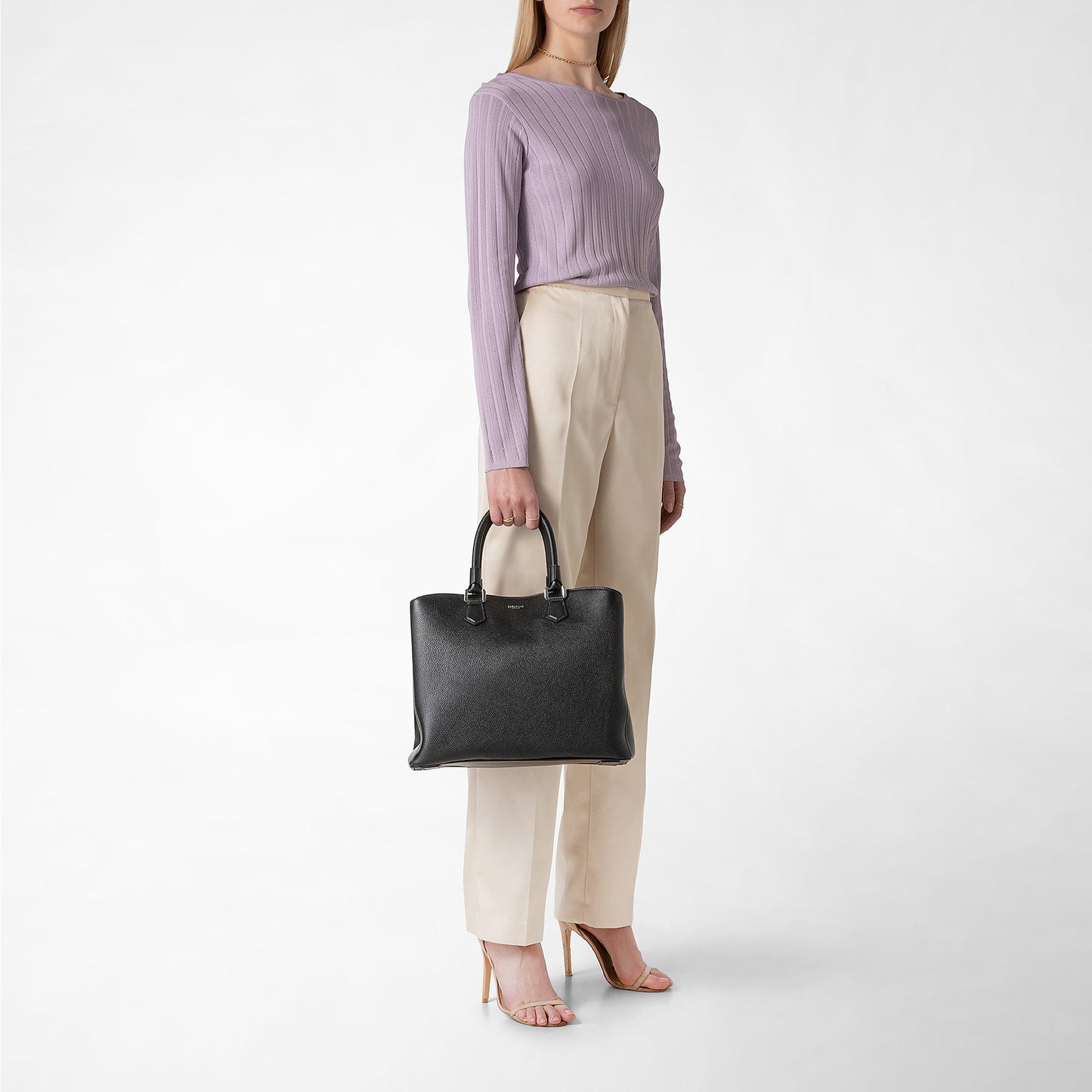 Sac à main Luna en cuir Rugiada - Black
