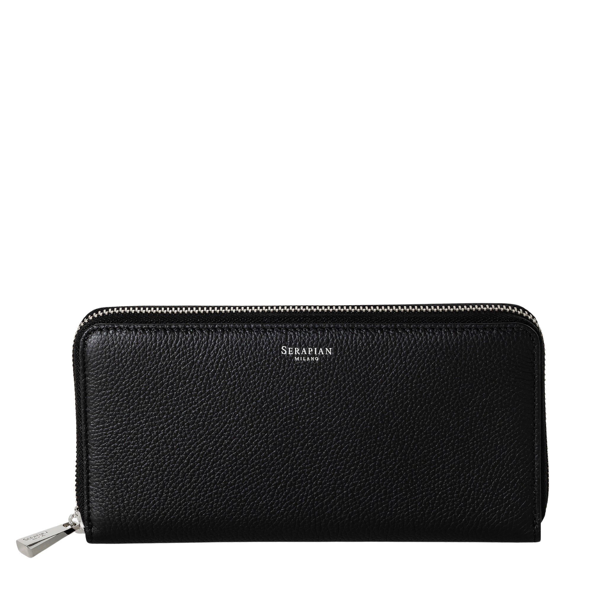 Portefeuille zippé en cuir Rugiada - Black