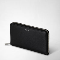 Portefeuille zippé en cuir Rugiada - Black