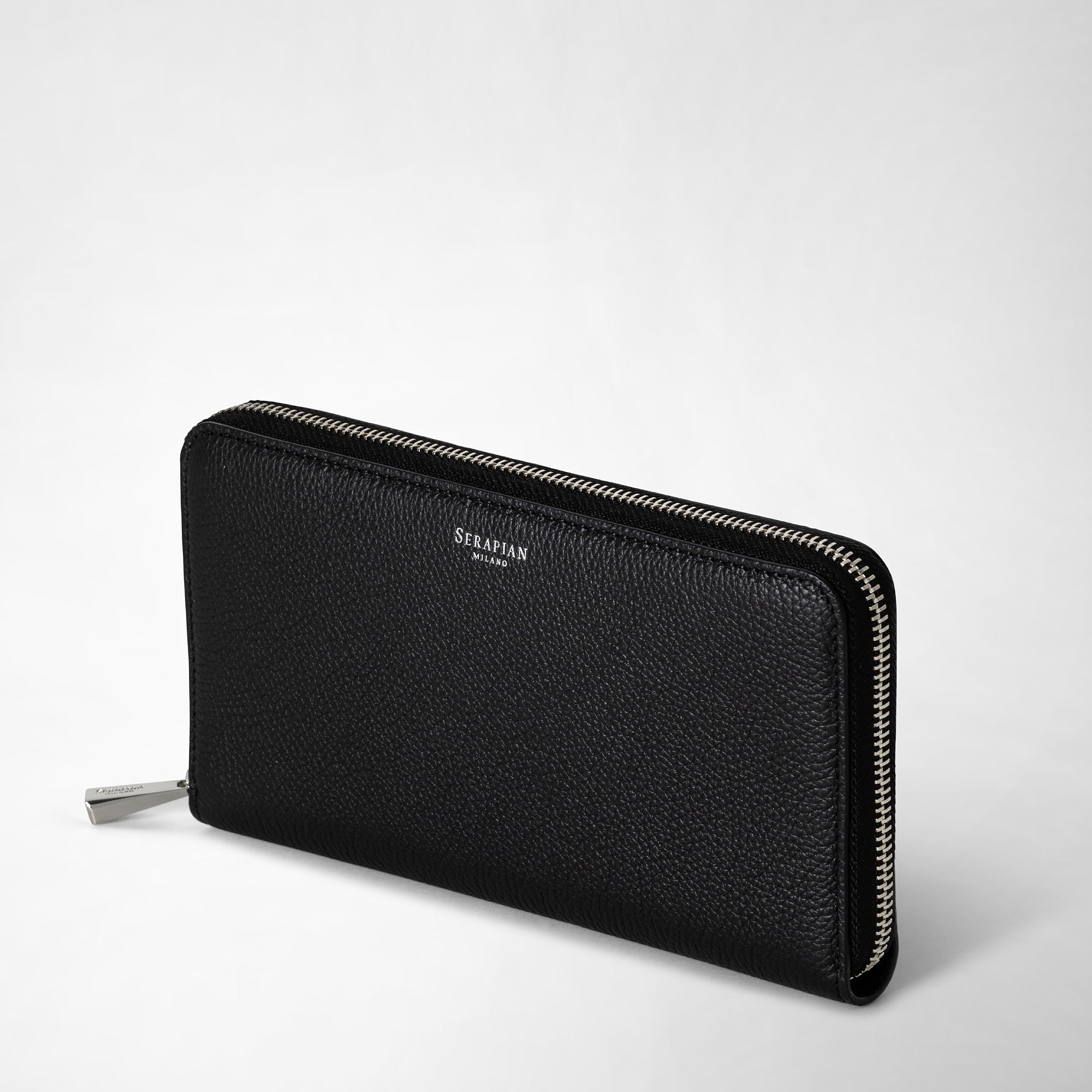 Portefeuille zippé en cuir Rugiada - Black