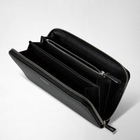 Portefeuille zippé en cuir Rugiada - Black