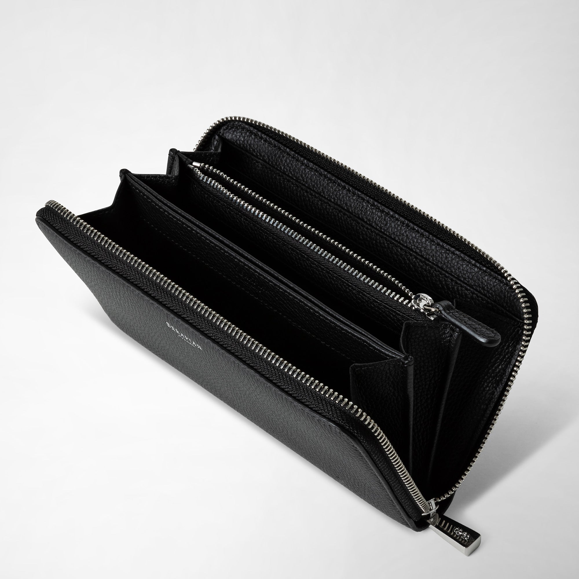 Portefeuille zippé en cuir Rugiada - Black