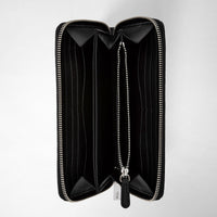 Portefeuille zippé en cuir Rugiada - Black