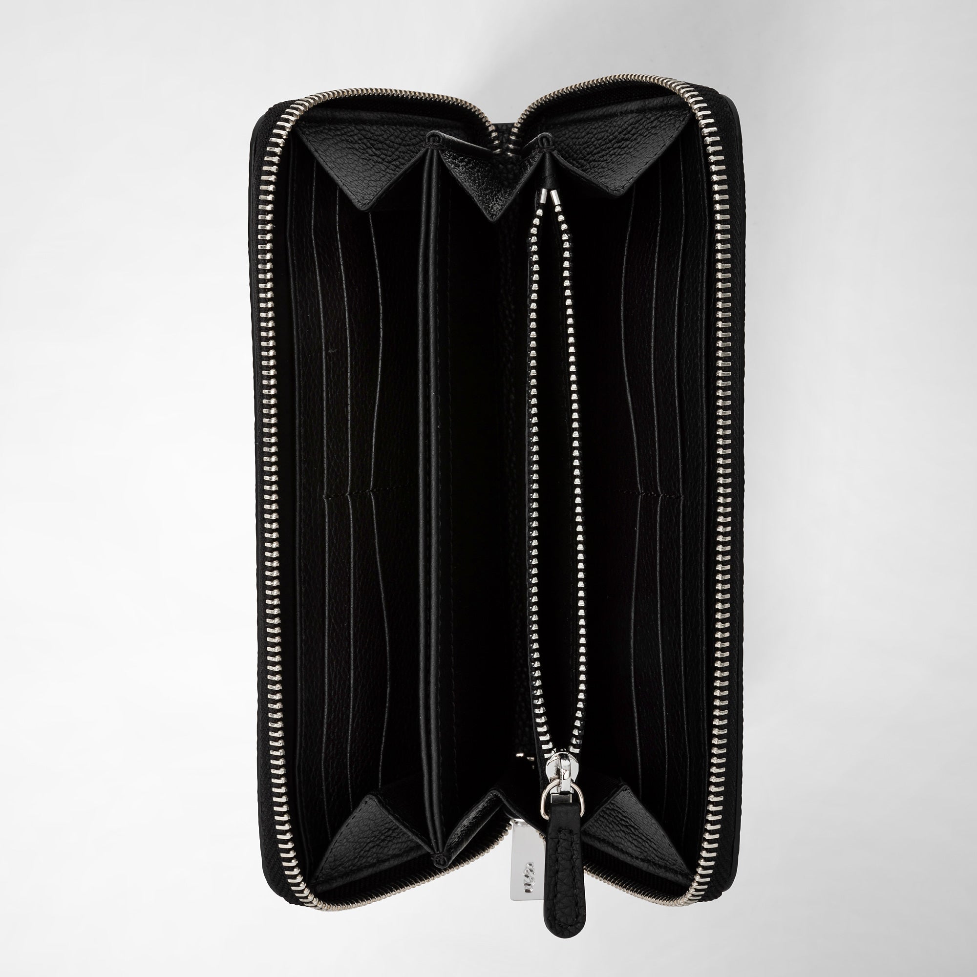 Portefeuille zippé en cuir Rugiada - Black