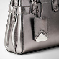 Meliné small shoulder bag in Seta leather - Ruthenium