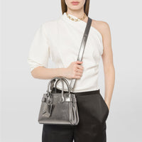 Meliné small shoulder bag in Seta leather - Ruthenium