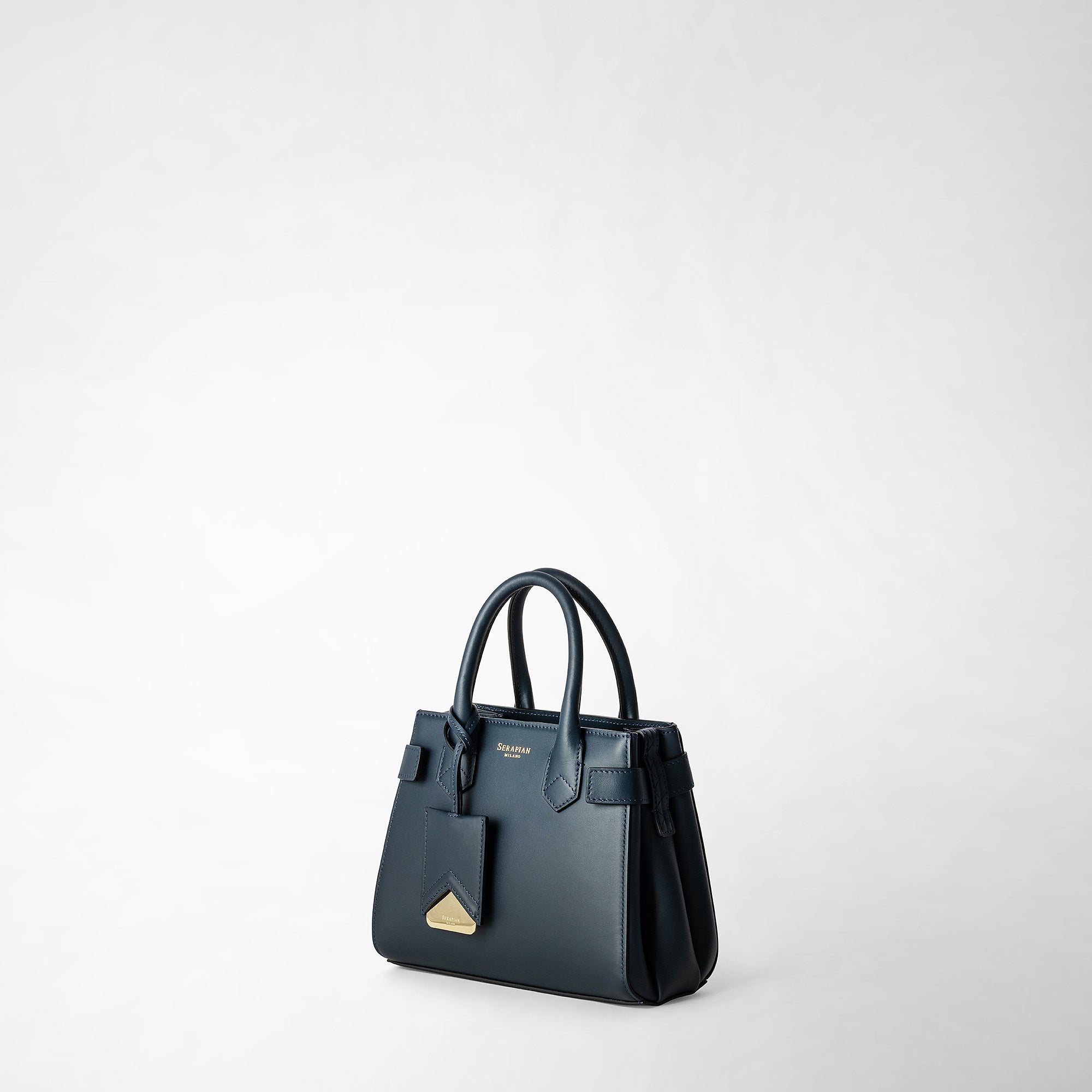 Meliné small shoulder bag in Seta leather - Navy Blue