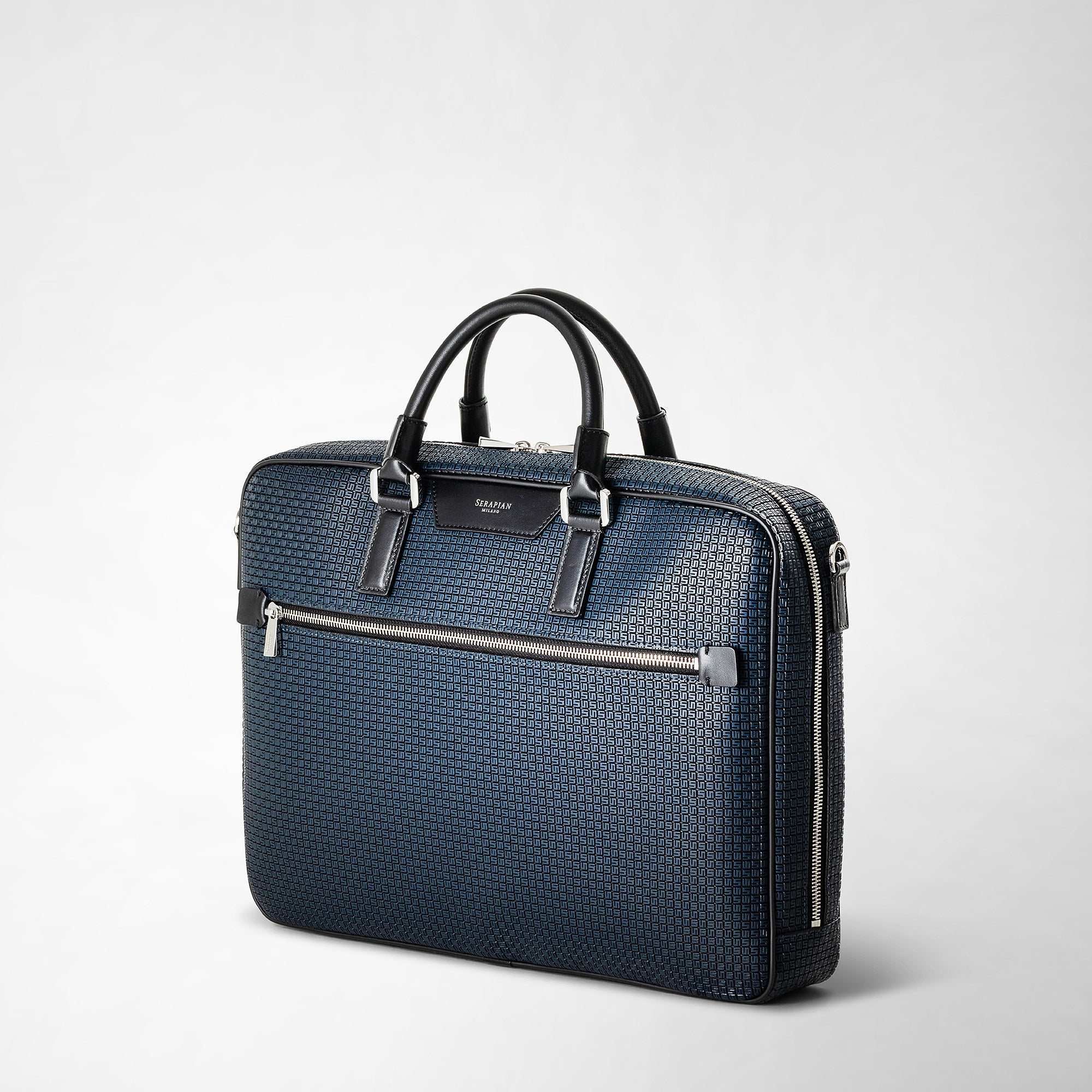 Stepan canvas briefcase - Ocean & Black