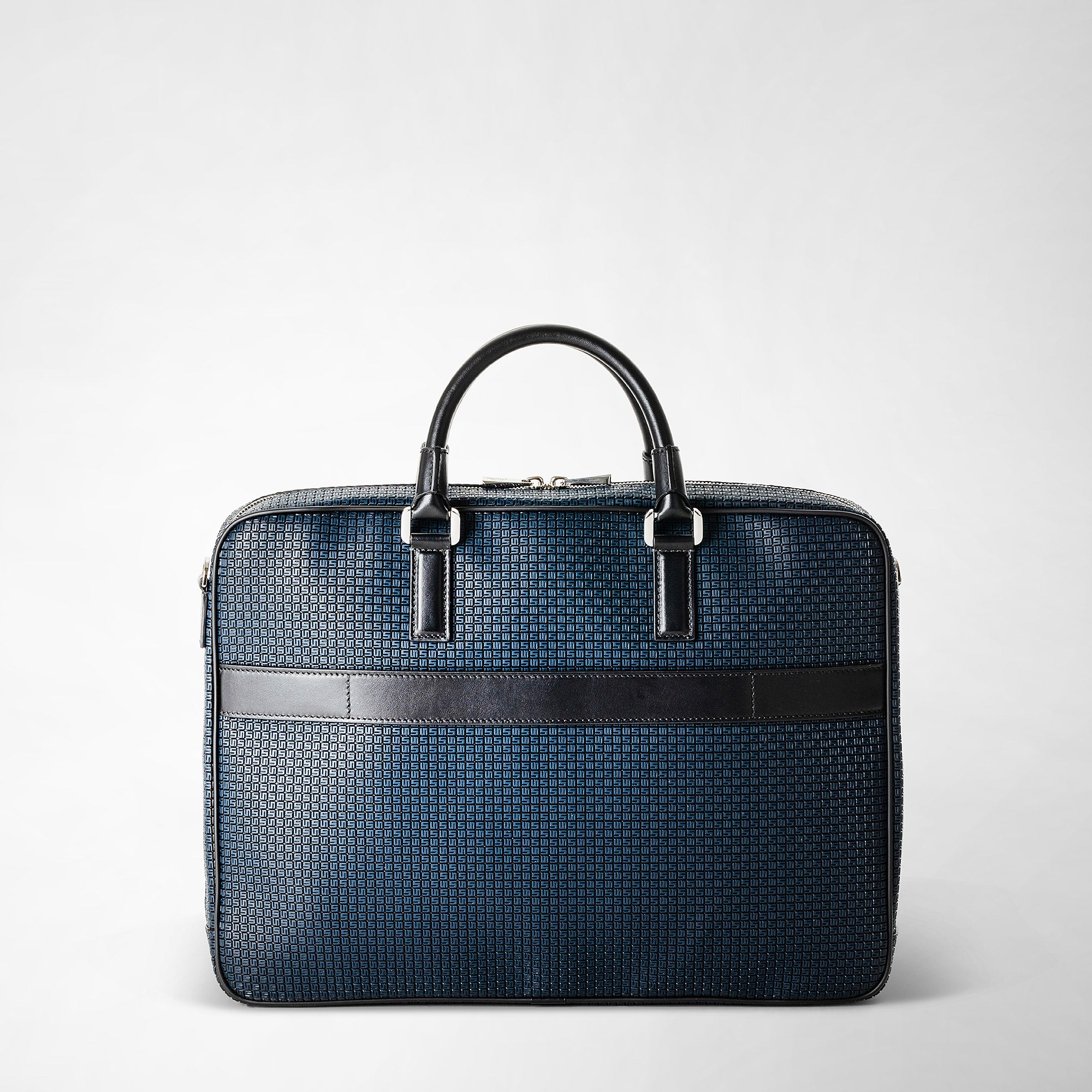 Stepan canvas briefcase - Ocean & Black