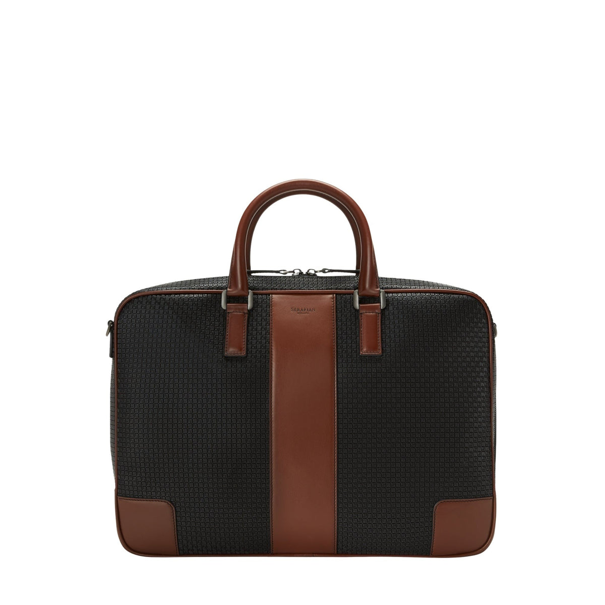 Slim briefcase Stepan 72 Black/Cuoio - Black & Cuoio