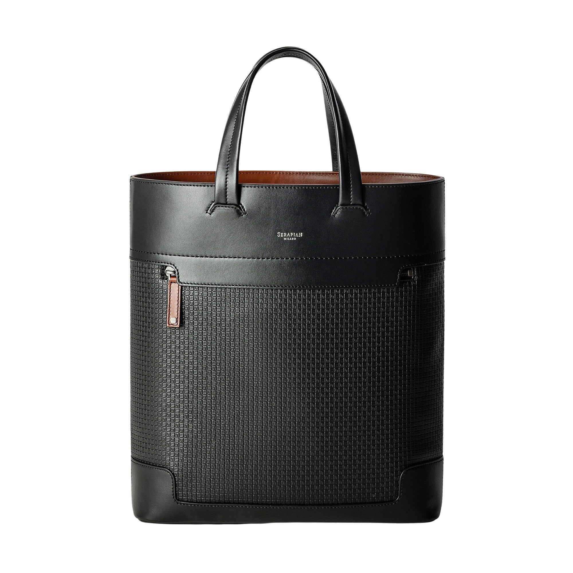 Sac à main North South en toile stepan - Black & Cuoio