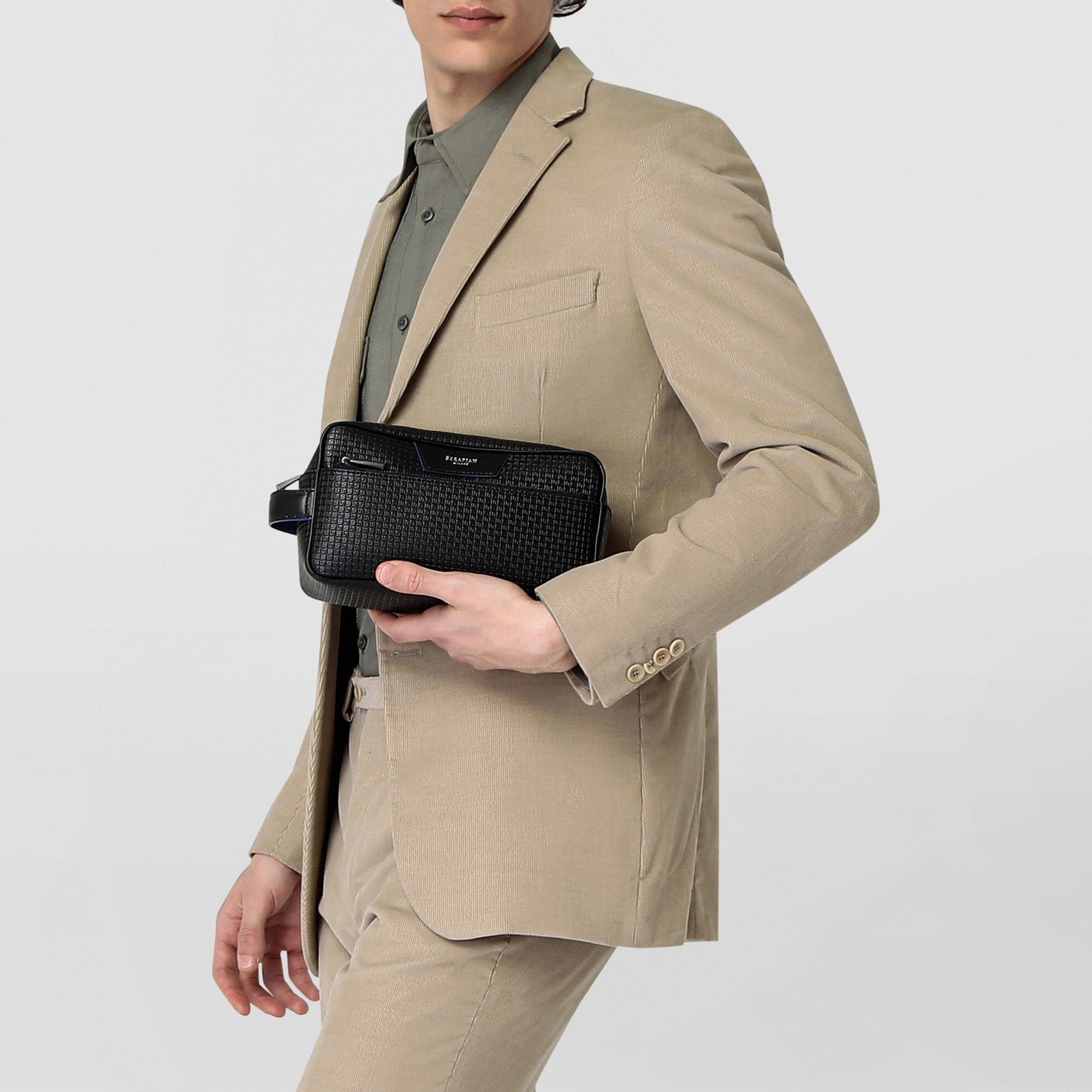 Stepan canvas toiletry bag - Black & Winter Blue
