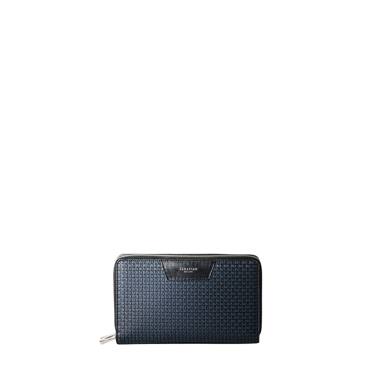Stepan clutch bag with double zip - Ocean Blue & Black