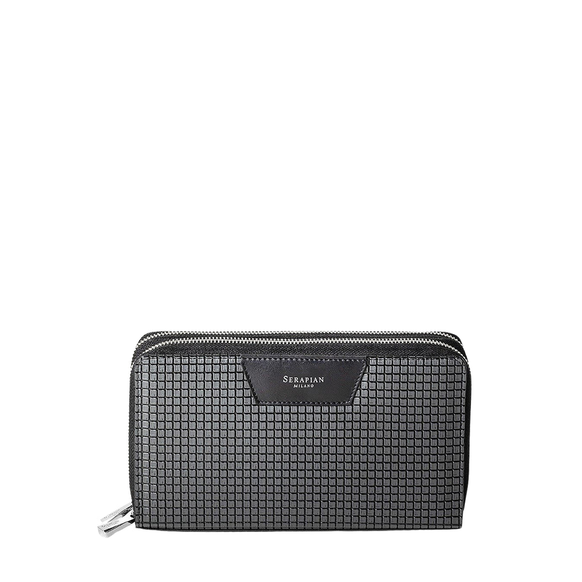 Stepan clutch bag with double zip - Asphalt & Black