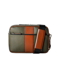Sac à bandoulière East West en toile stepan - Kaki & Cuoio