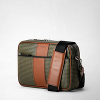 Sac à bandoulière East West en toile stepan - Kaki & Cuoio