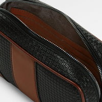 Pochette zippée en toile stepan - Black & Cuoio