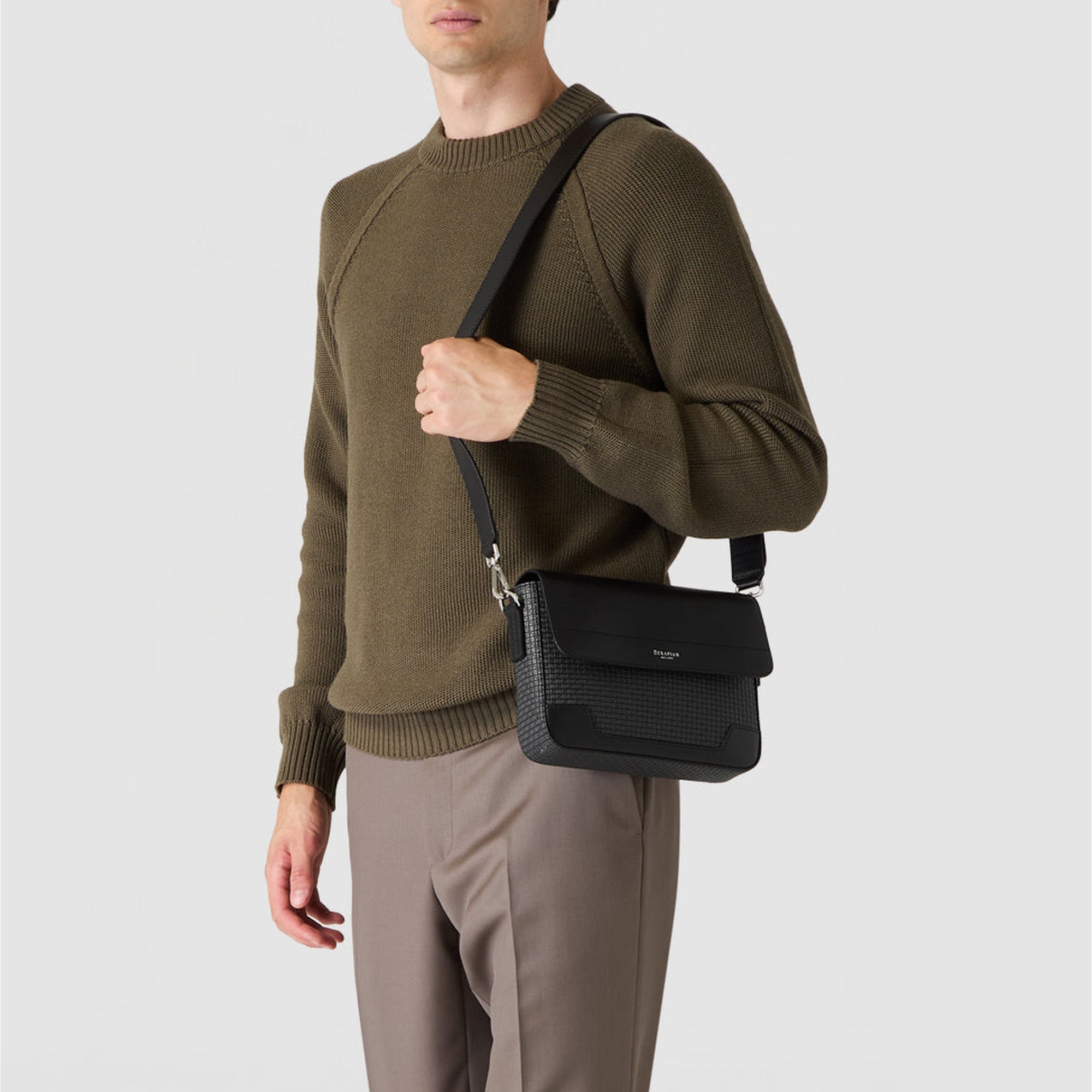 Canvas shoulder bag stepan - Asphalt & Black