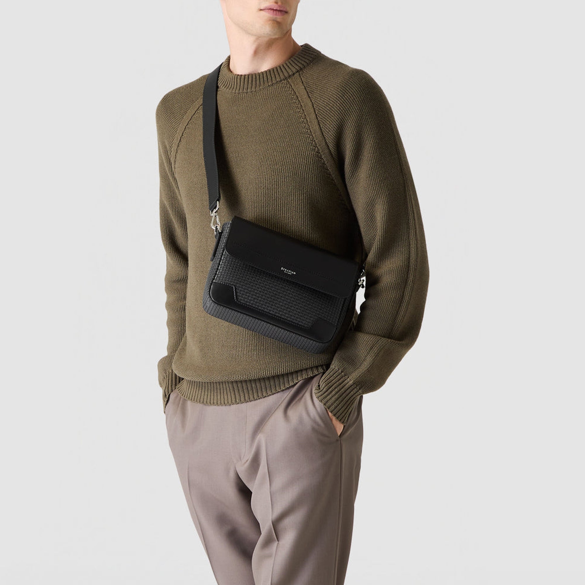 Canvas shoulder bag stepan - Asphalt & Black