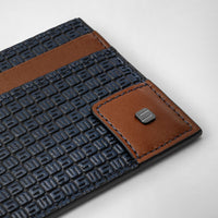 Porte-cartes 4 fentes en toile stepan - Ocean Blue & Cuoio