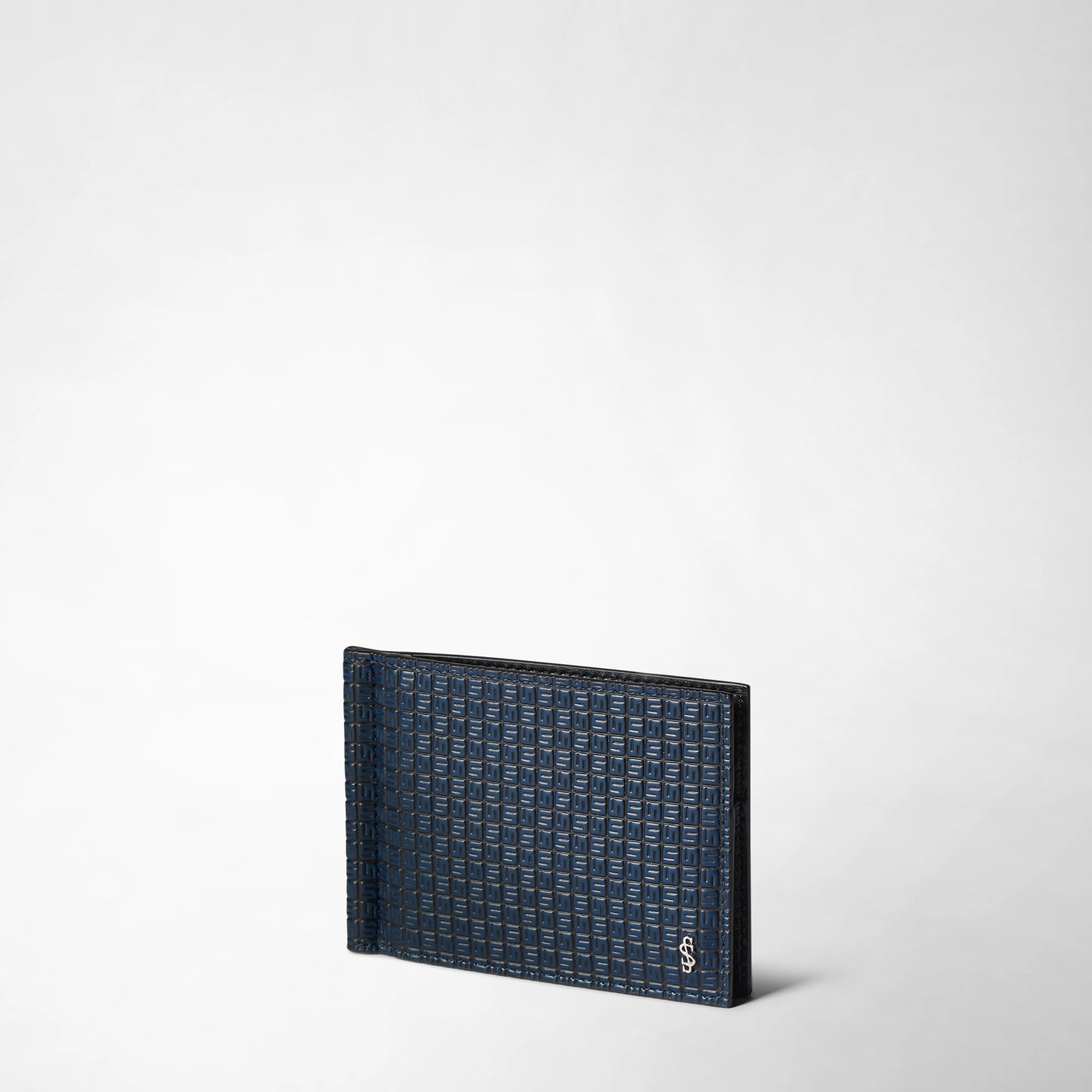 Canvas stepan 6 card clip wallet - Ocean & Black