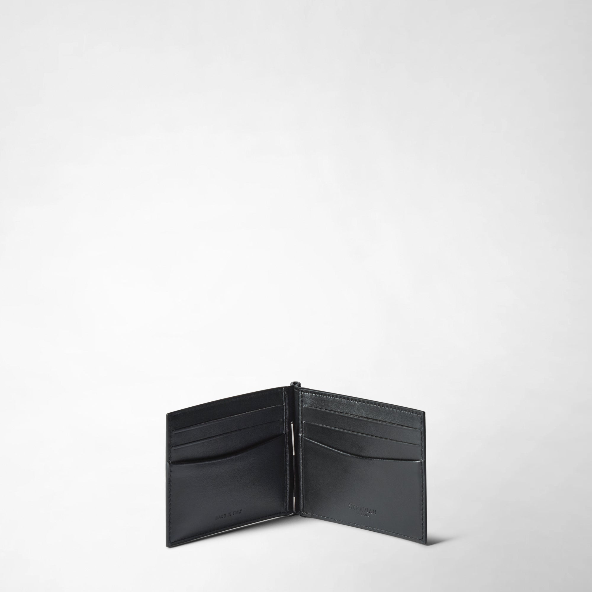 Portefeuille à clip 6 cartes en cuir - Black & Eclipse