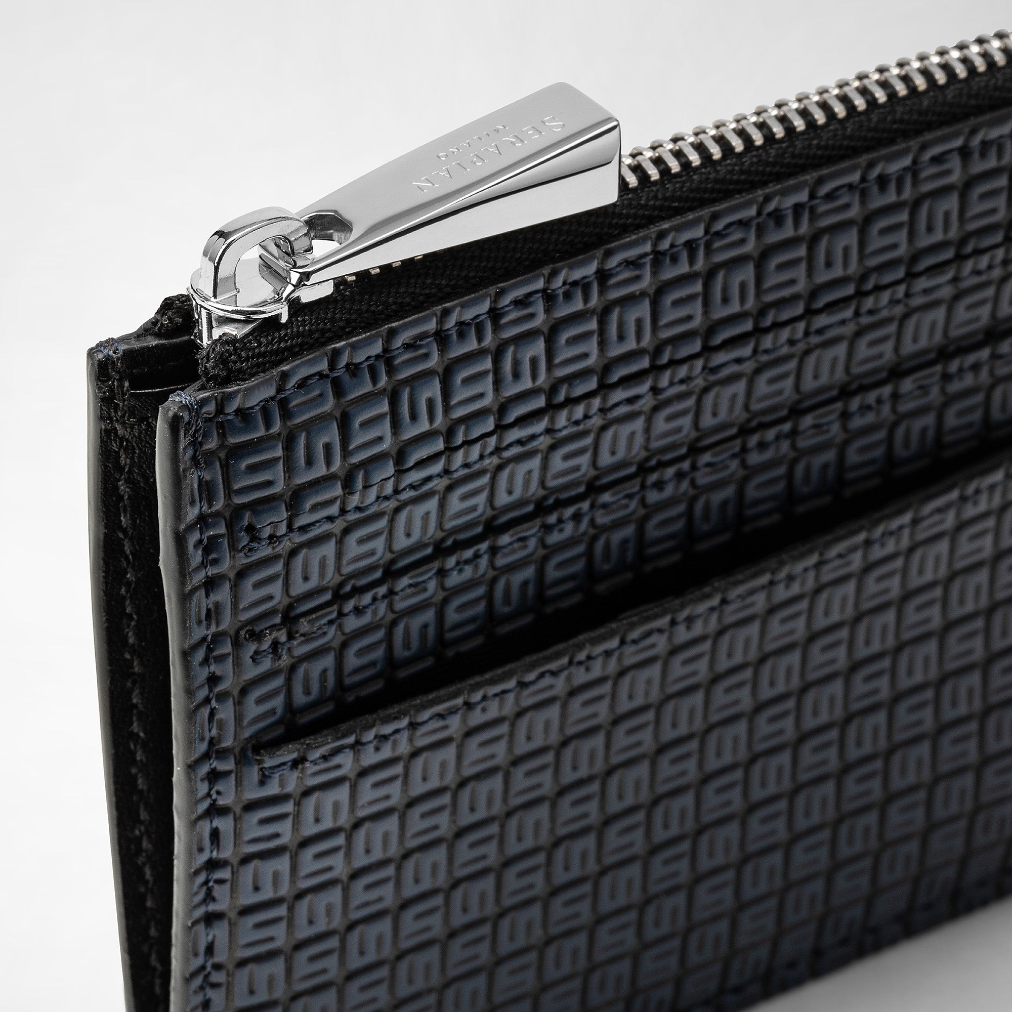 Porte-cartes zippé en toile stepan - Ocean Blue & Black