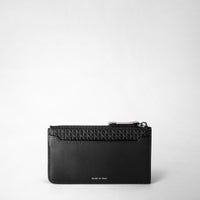 Porte-cartes zippé en toile stepan - Black & Cuoio