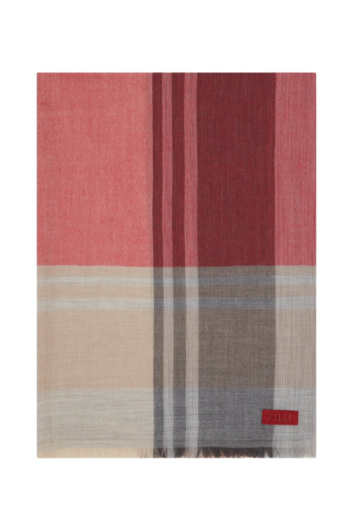 Écharpe motif tartan en cachemire - Deep Cherry