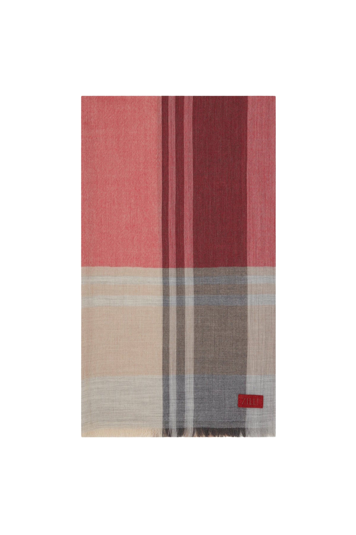Tartan-patterned cashmere scarf - Deep Cherry