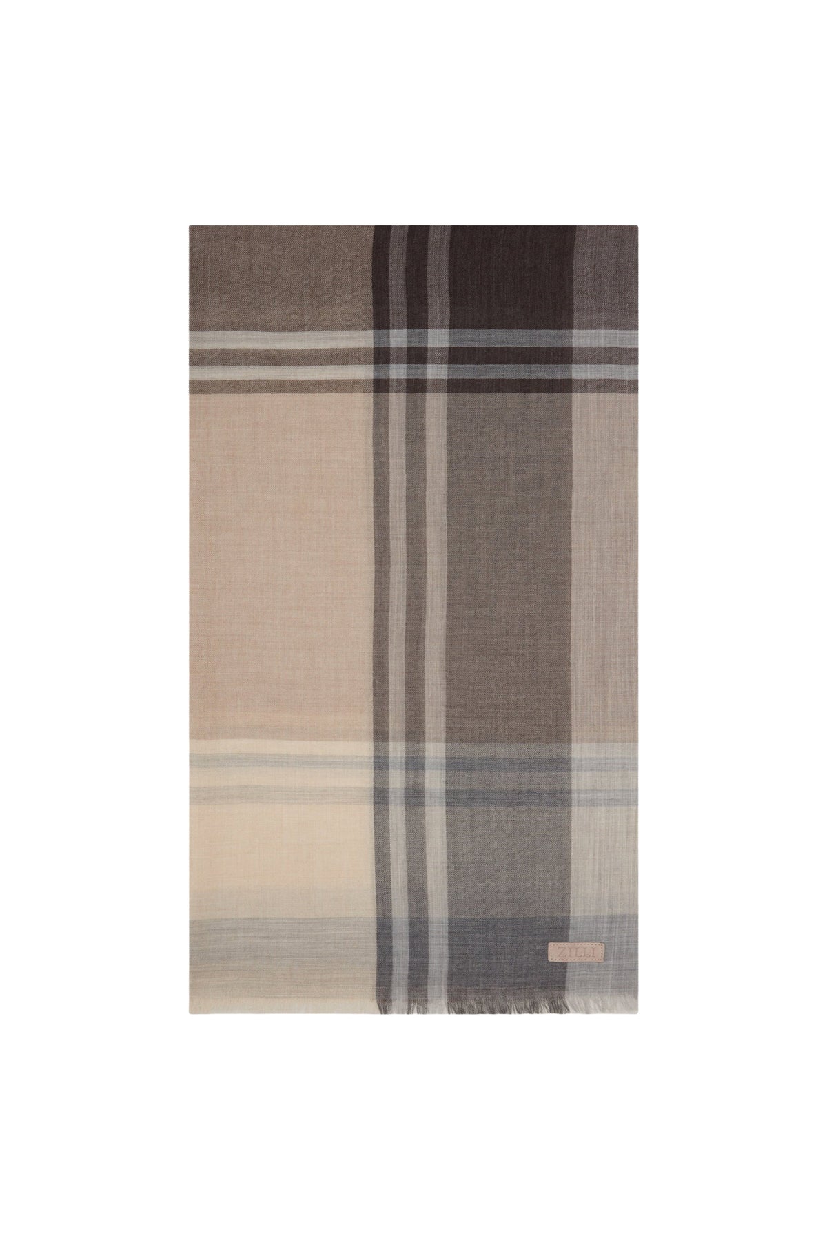 Tartan-patterned cashmere scarf - Pale Camel