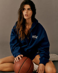 Sweat à capuche zippé Yale Classic - Bleu marine/Blanc