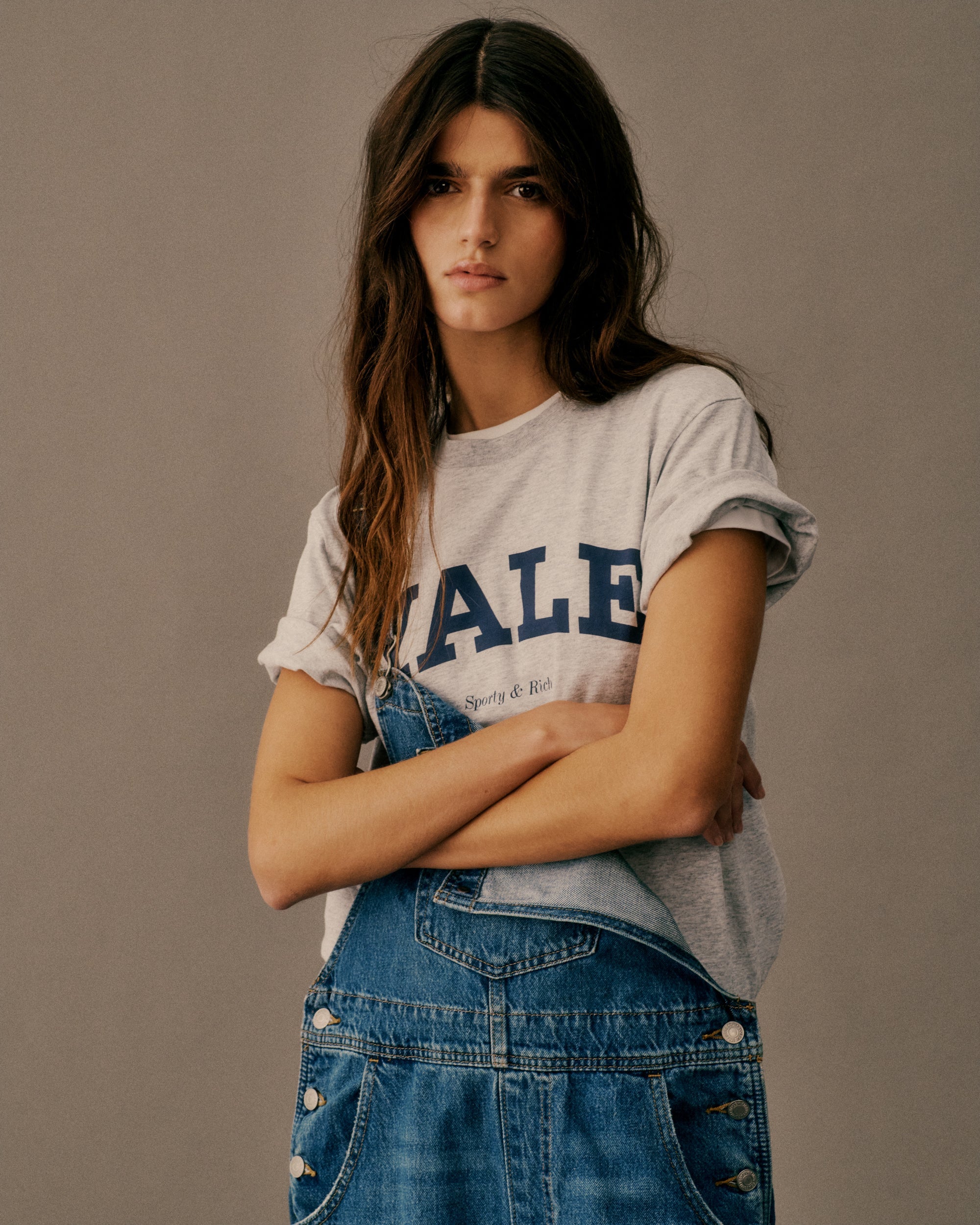 T-shirt Yale Classic - Gris chiné/Bleu marine