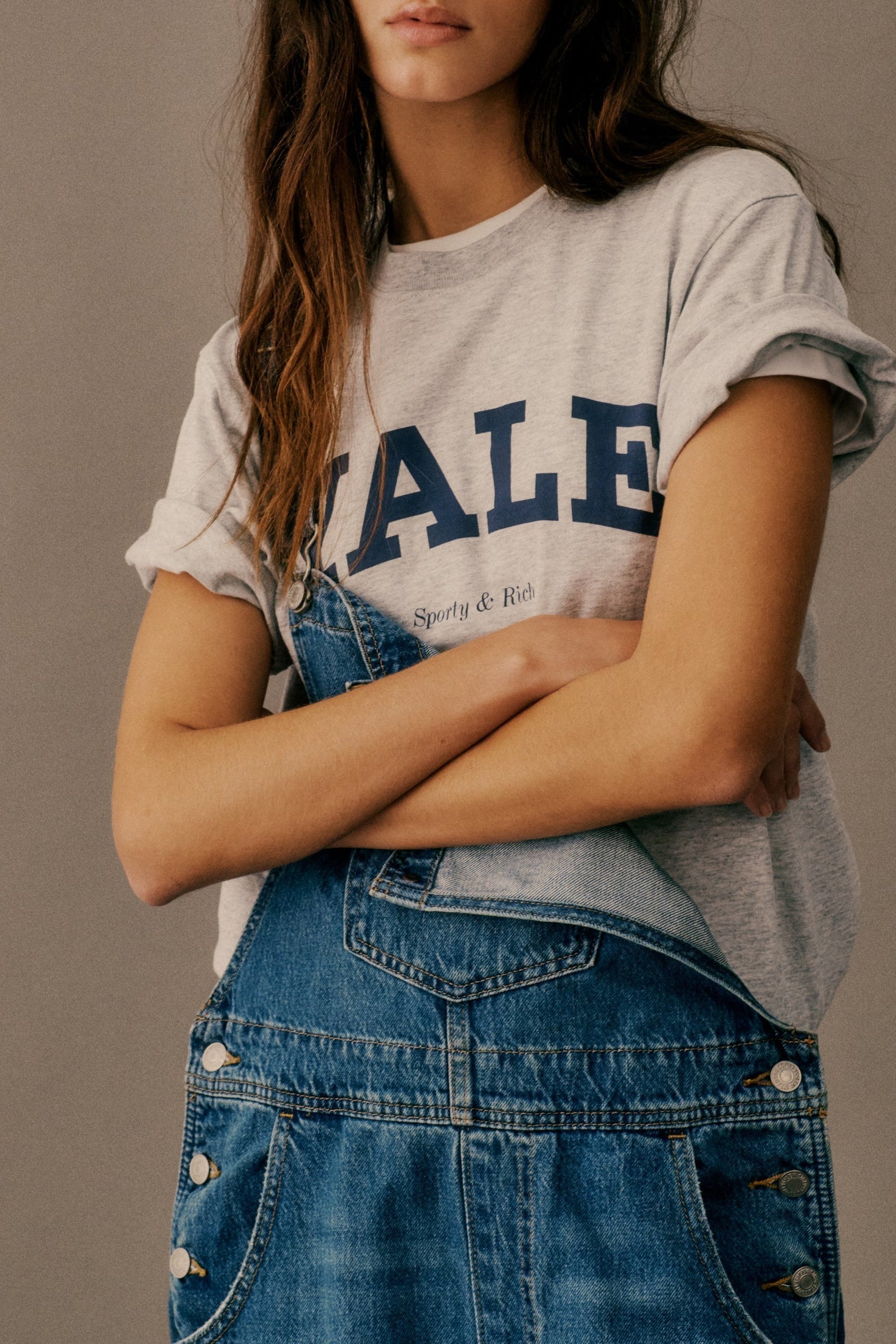 T-shirt oversize Yale Classic - Gris Chiné & Bleu Marine