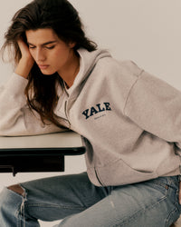Sweat à capuche zippé Yale Classic - Gris chiné/Bleu marine
