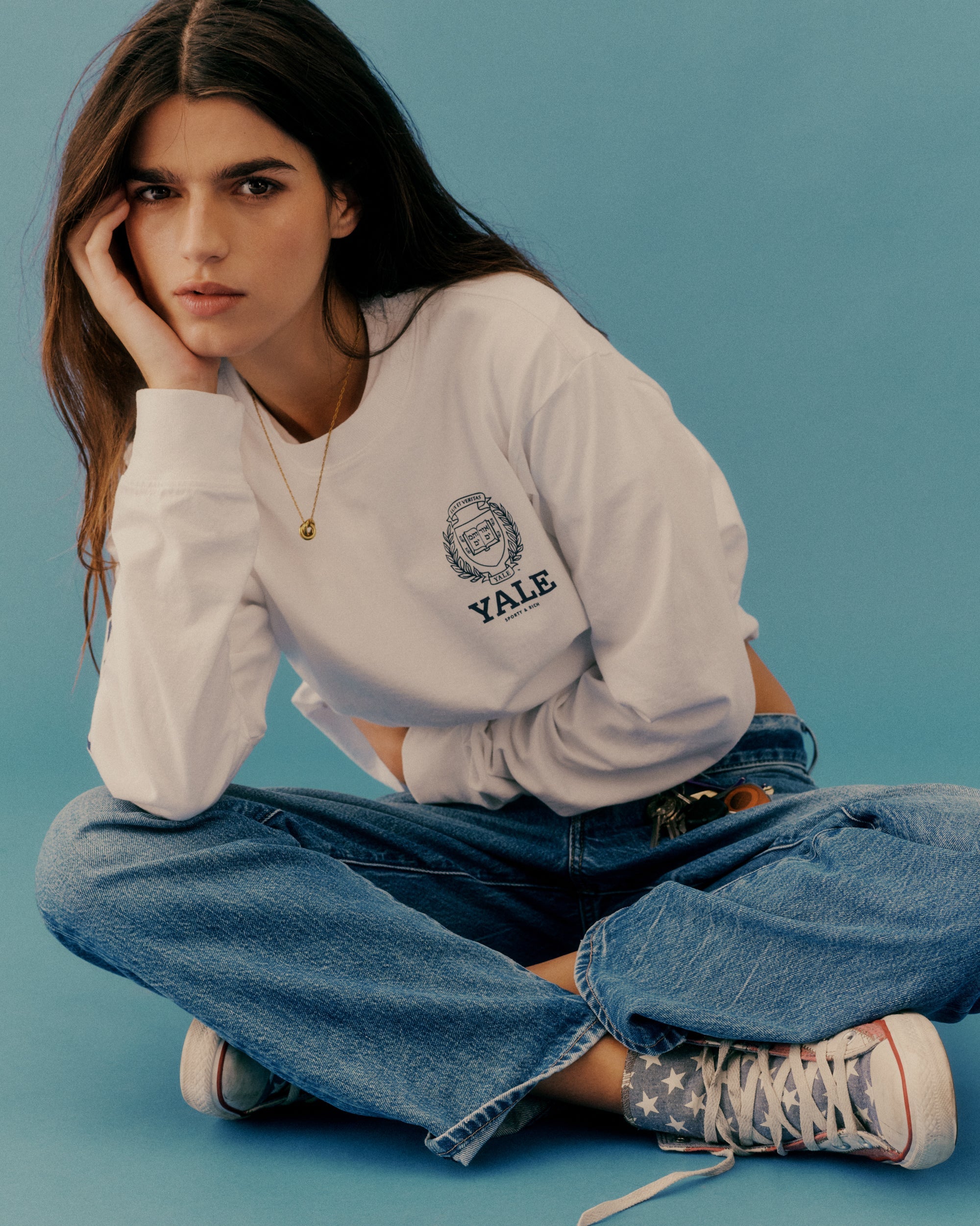 T-shirt à manches longues Yale Crest - Blanc