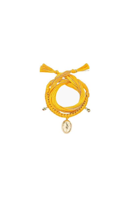 Bracelet Honolulu Bracelet Jaune Charm Scarabee Metal Dore - Doré et jaune