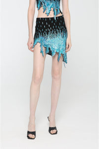 Jupe midi asymétrique à sequins - Pool Blue